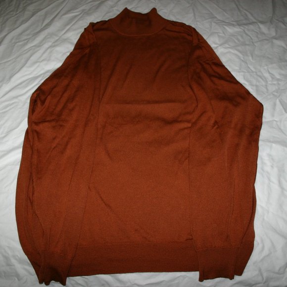 100% Silk Mock Sweater. This Pumpkin Colored Jos A Ban is an XL and Luxurious! - Picture 1 of 3